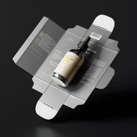 Unfolded Box and Amber Glass Dropper Bottle 08